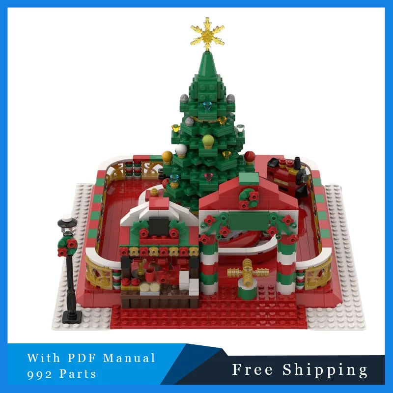 992 PCS Winter Village Christmas Creative Train Tourism MOC Building Block Model Children Technology DIY Set Assembly Toy Gifts
