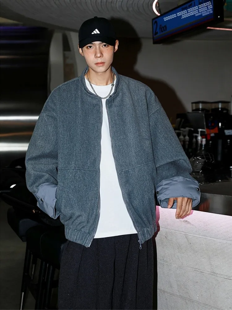 

Мужское шерстяное пальто в американском ретро-стиле на осень-зиму с большим капюшоном, свободного кроя, в трендовом стиле Cleanfit, от модного бренда