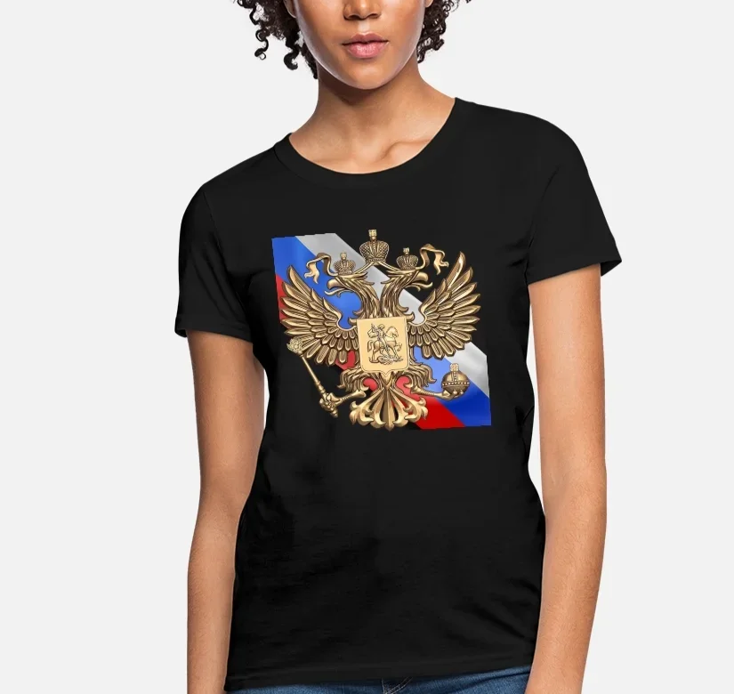 

Russia Flag Country Colors Patriotism Russia National Emblem Women's T-Shirt