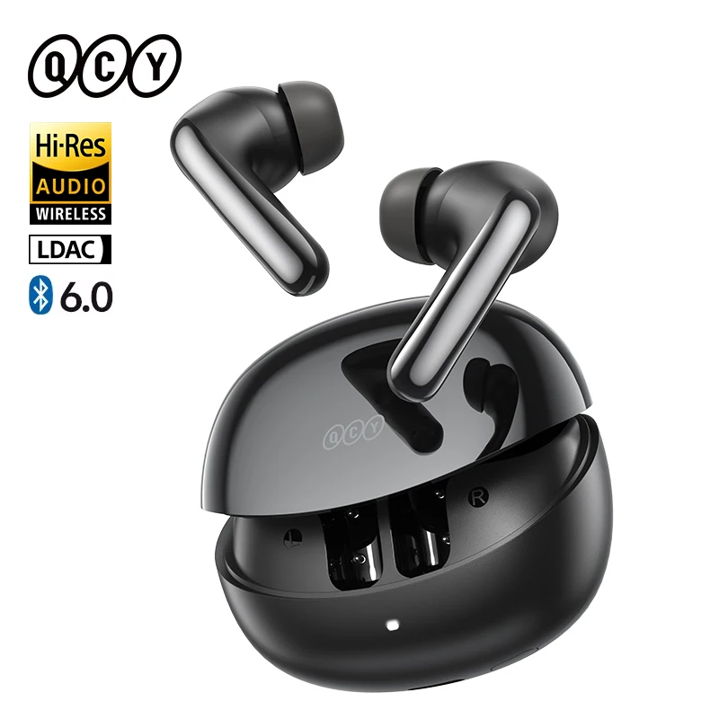 QCY MeloBuds N60 Auriculares inalámbricos Bluetooth 6,0 Auriculares híbridos ANC LDAC Audio de alta resolución con controlador dual coaxial Auriculares 45 horas