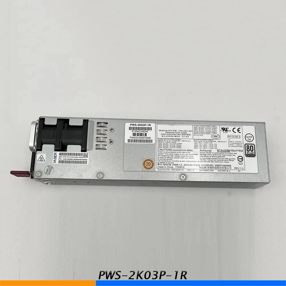 1PCS 2000W Server Power Supply for Supermicro 4028GR PWS-2K03P-1R  CPR-2021-2M1 100% Test Before Delivery