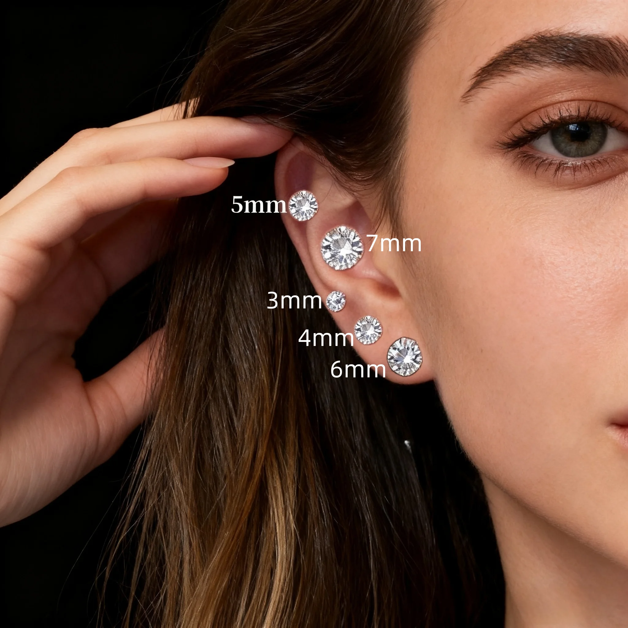 Boucles d'oreilles en zircon brillant et exquis, sans sommeil sans retrait, excellent cadeau pour petite amie et maman