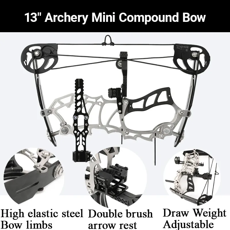 Archery Compound Bow 15-32lbs Adjustable Pulley Bow Right Hand Carbon Fiber Grip Target Practice Shooting Beginners Teen Youth