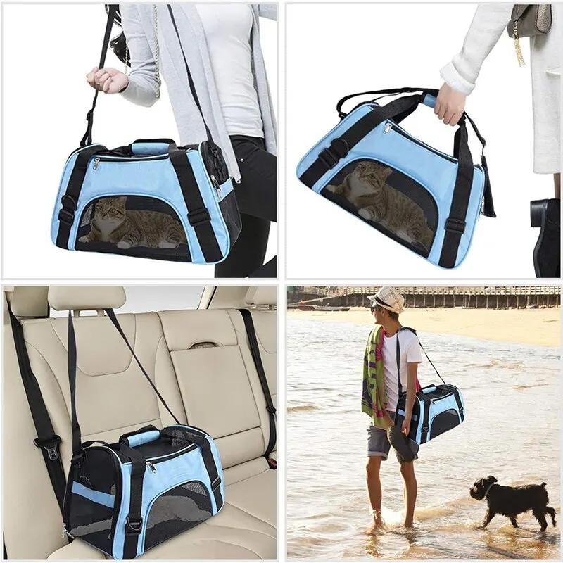 Pet Cat Travel Bag Breathable Foldable Portable Handbag Pets Transport Washable Single Shoulder Puppy Kitty Dogs Backpack