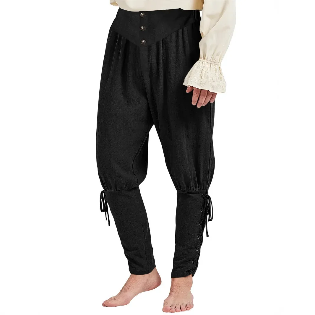 Kapuzenhose im Piratenstil, Wikingerkostüm für Herren, Renaissance-Mittelalterhose, Halloween-Kostüm, Erwachsenen-Cosplay, trendige Streetwear – Detail 11