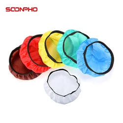 SOOHPHO 6 Pieces 7 Inches/ 18 cm Standard Diffuser Light Sock Cloth White Lampshade Reflector Lamp Sock Photo Studio Reflector