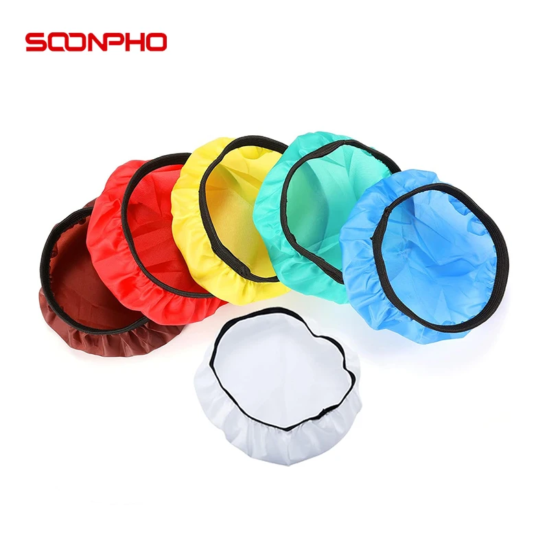 SOOHPHO 6 Pieces 7 Inches/ 18 cm Standard Diffuser Light Sock Cloth ​White Lampshade Reflector Lamp Sock Photo Studio Reflector