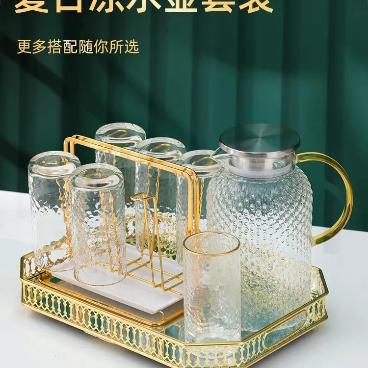 European Style Light Luxury Glass Metal Tray Bedroom Living Room Coffee Table Foyer Storage Plates Decorative Items