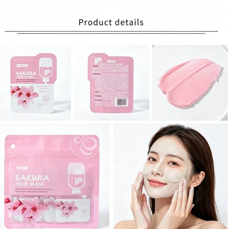 10pcs LAIKOU Japan Sakura Mud Mask Deep Cleansing Oil Control Shrink Pore Hydrating Whitening Volcanic Mud Facial Mask Skin Care