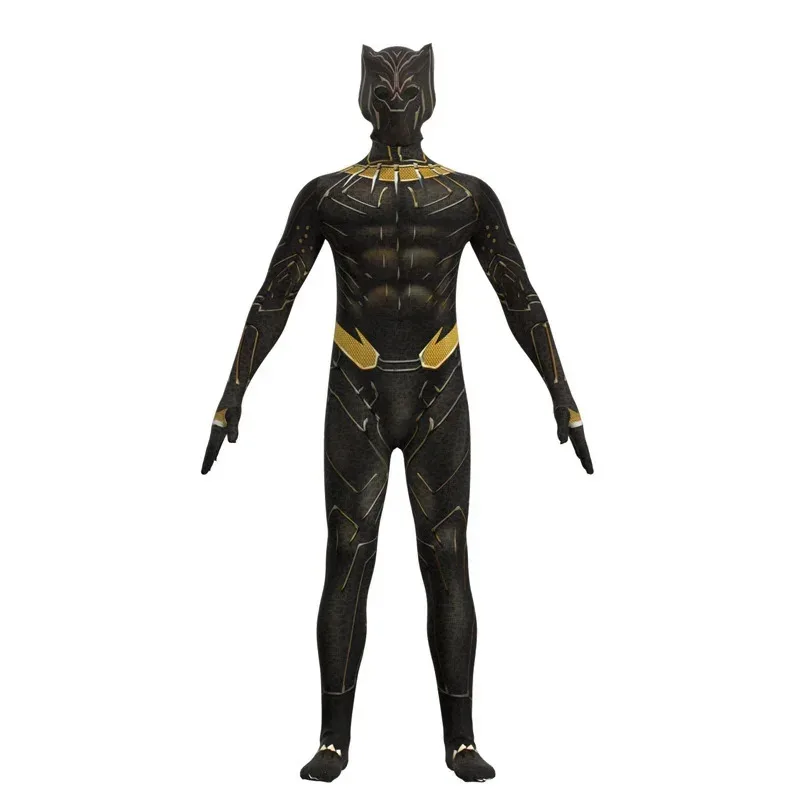 Costume da pantera nera Wakanda Forever Anime Supereroe Cosplay Tuta Tuta Zentai Suit Costume di Halloween Maschera Bambini Adulti