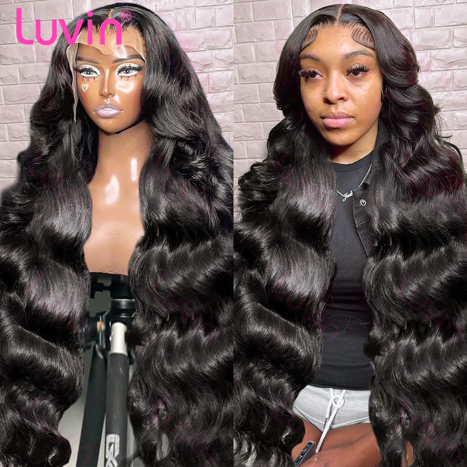 Luvin HD Transparent Body Wave Lace Front Human Hair Wig Brazilian 30 32 Inches 13x4 13x6 Water Wave Lace Frontal Wig For Women