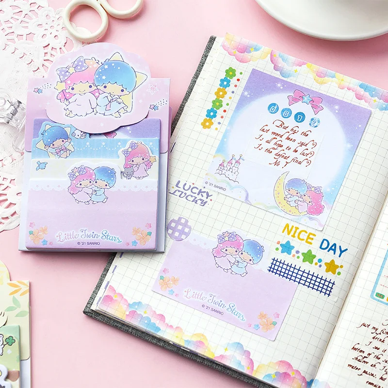 Sanrio Memo Pad Sticky Notes Melody Kuromi Cinnamoroll 4 Layer Message Note Cute Stationery Label Sticker Post School Supplies