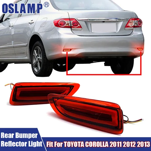 Imagen 1 del producto 2 unids/par luces LED para coche Reflector de parachoques trasero accesorios para coche lámpara de señal de freno LED apta para TOYOTA COROLLA 2011 2012 2013