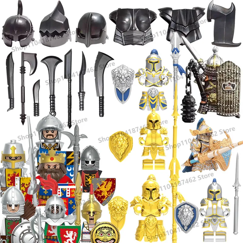 MOC Medieval Military Building Blocks Greek King Castle Army Infantry Knight Guard Soldiers Figures  Armored Soldier Bricks Toys