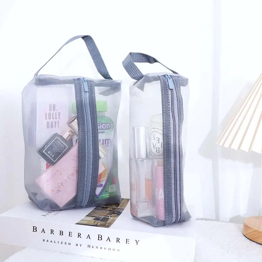 Capacity Student Stationery Bag Transparent Mesh Korean Storage Bag Women Cosmetic Bag Skin Care Storage Bag Zipper Makeup Bag