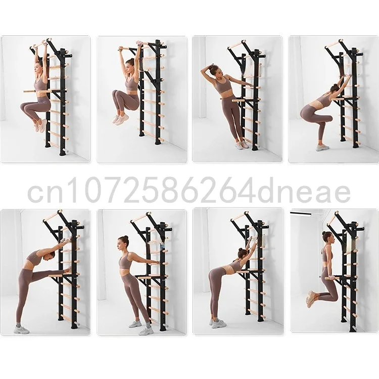 Gym Fitness Pull Up Bar Wall Mounted Wooden Swedish Ladder