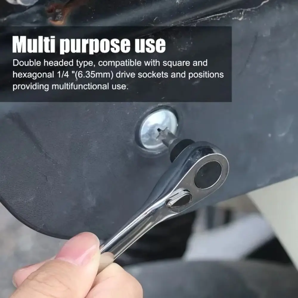 

Chrome Vanadium Mini Ratchet Wrench Offset Design Reversible Mechanism Quick Socket Wrench Durable Mini Size Hex Torque Wrench