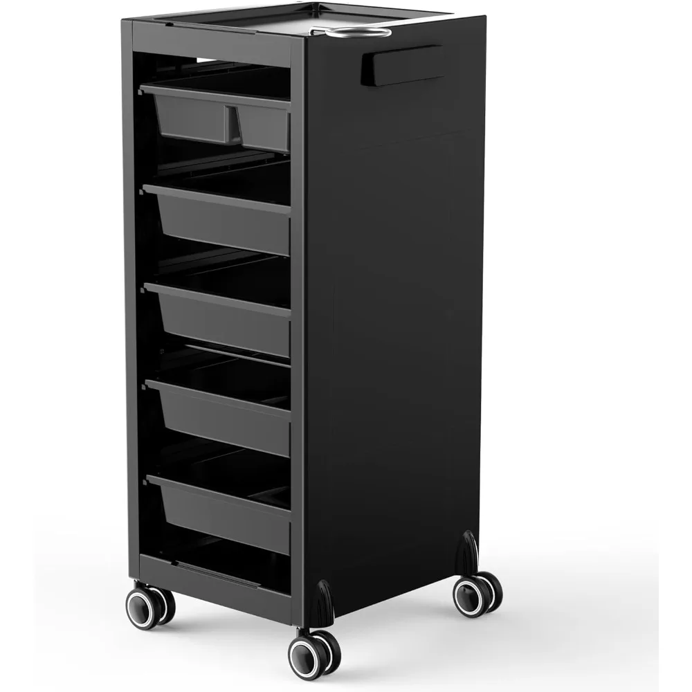 

with Wheels for Extra Storage, 5 Drawers & dryer holder, Space Saving Salon Cart with Lighter & Strong Material