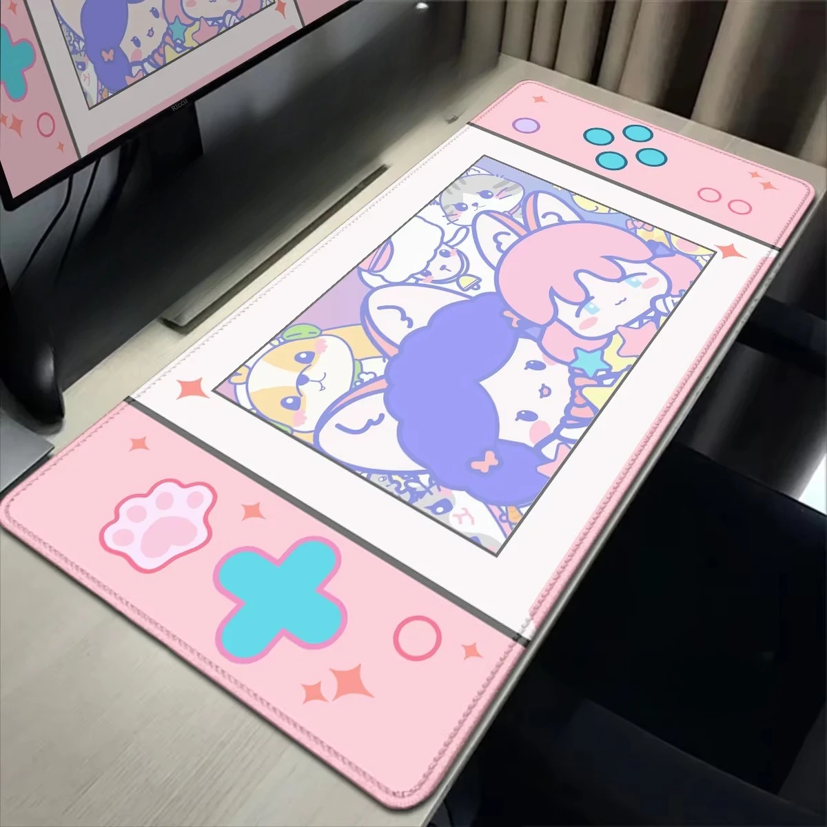 Kawaii Purple Rabbit Cartoon Switch Mousepad Large Gamer Keyboard Accessories 30x80cm Laptop Lock Ed