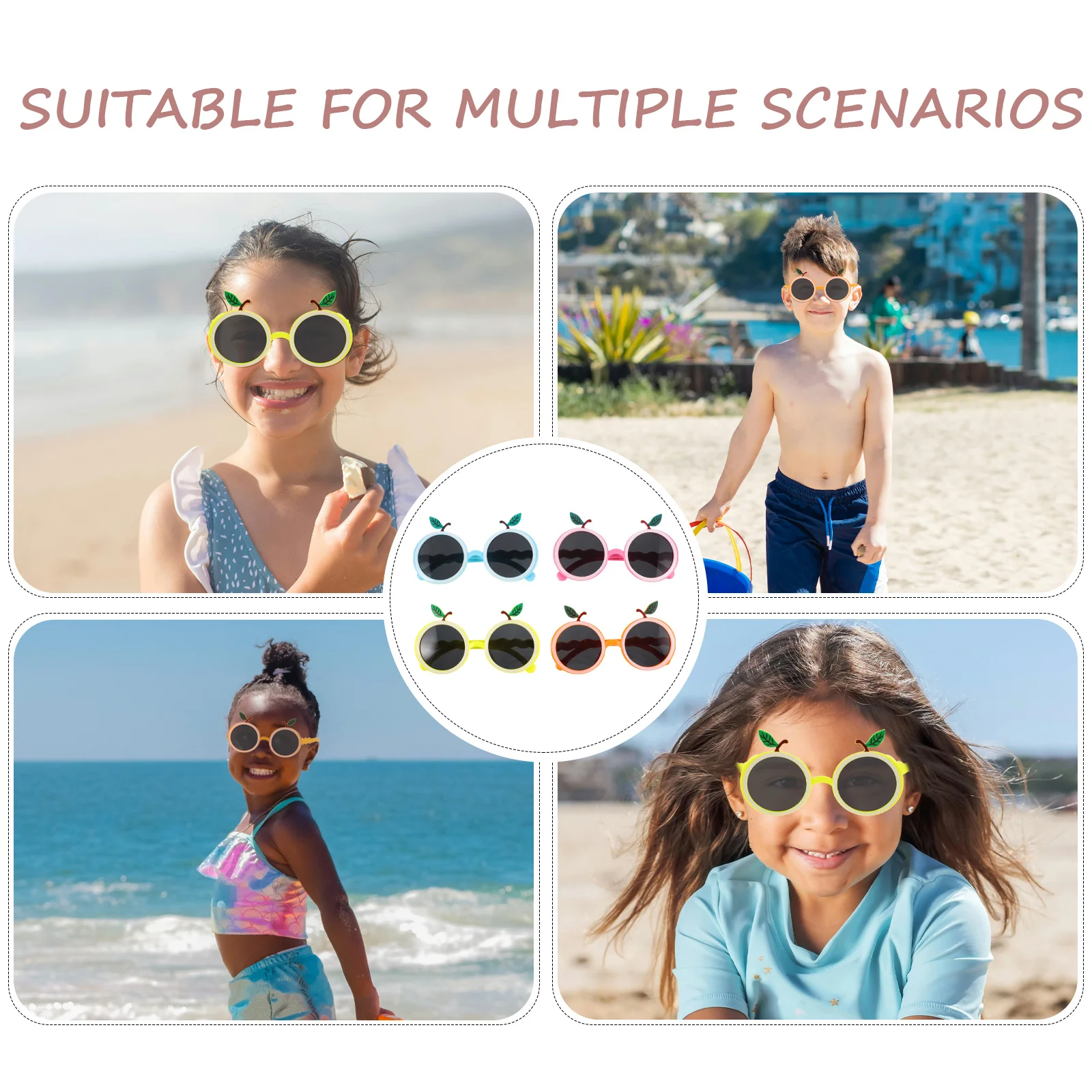 

4Pcs Plastic Party Glasses Fruit Design Fun Beach Eyewear Hawaiian Luau Accessories Hawaiian Sunglasses Party Glasses