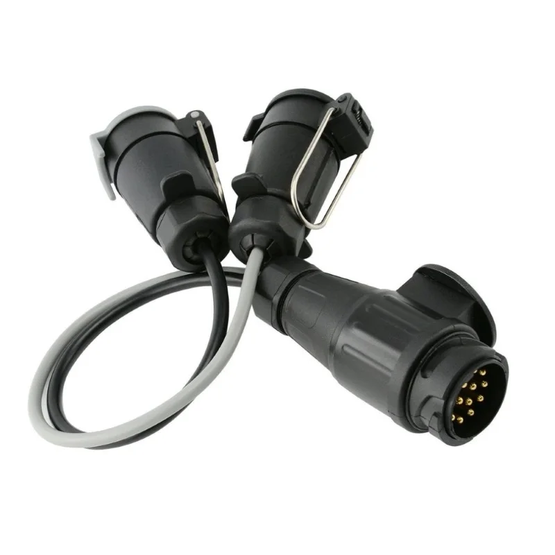 13 Pin To Double 7 Pin Adaptor Trailer Extension Lead Caravan Towing Socket Plug Board Connectors Car Accessories