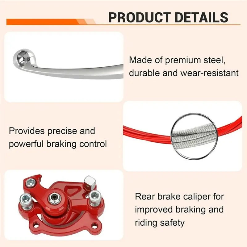T22C Mini Bike Brake Lever Caliper Kit For Coleman Red