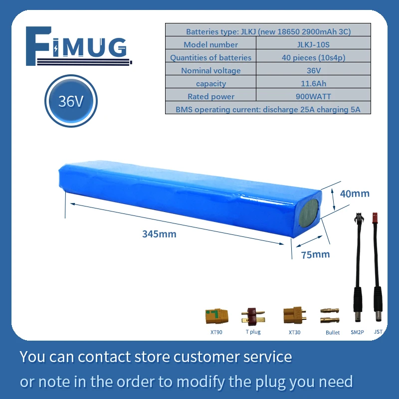 

100% New 36V Battery 11600mAh 18650 10S4P battery pack 36V 10.4Ah Scooter Battery with BMS
