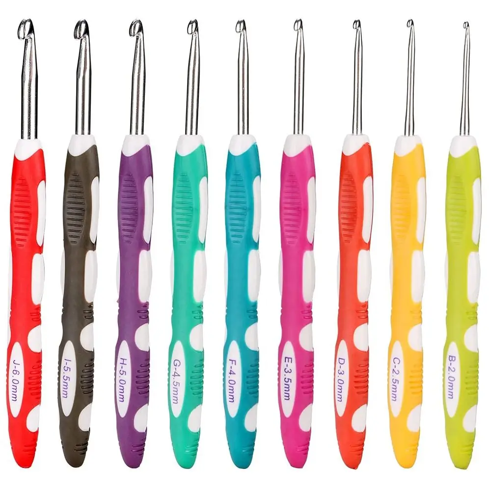 1pc Crochet Hook Hand Knitted Crochet Aluminum Crochet Needles With Colorful Grip DIY Process Tool Knitting Needles Set