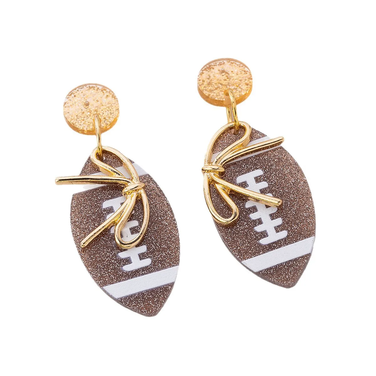 8pairs/lot Earrings Personalized Sequined Bow Sporty Style Rugby  Ear Clip