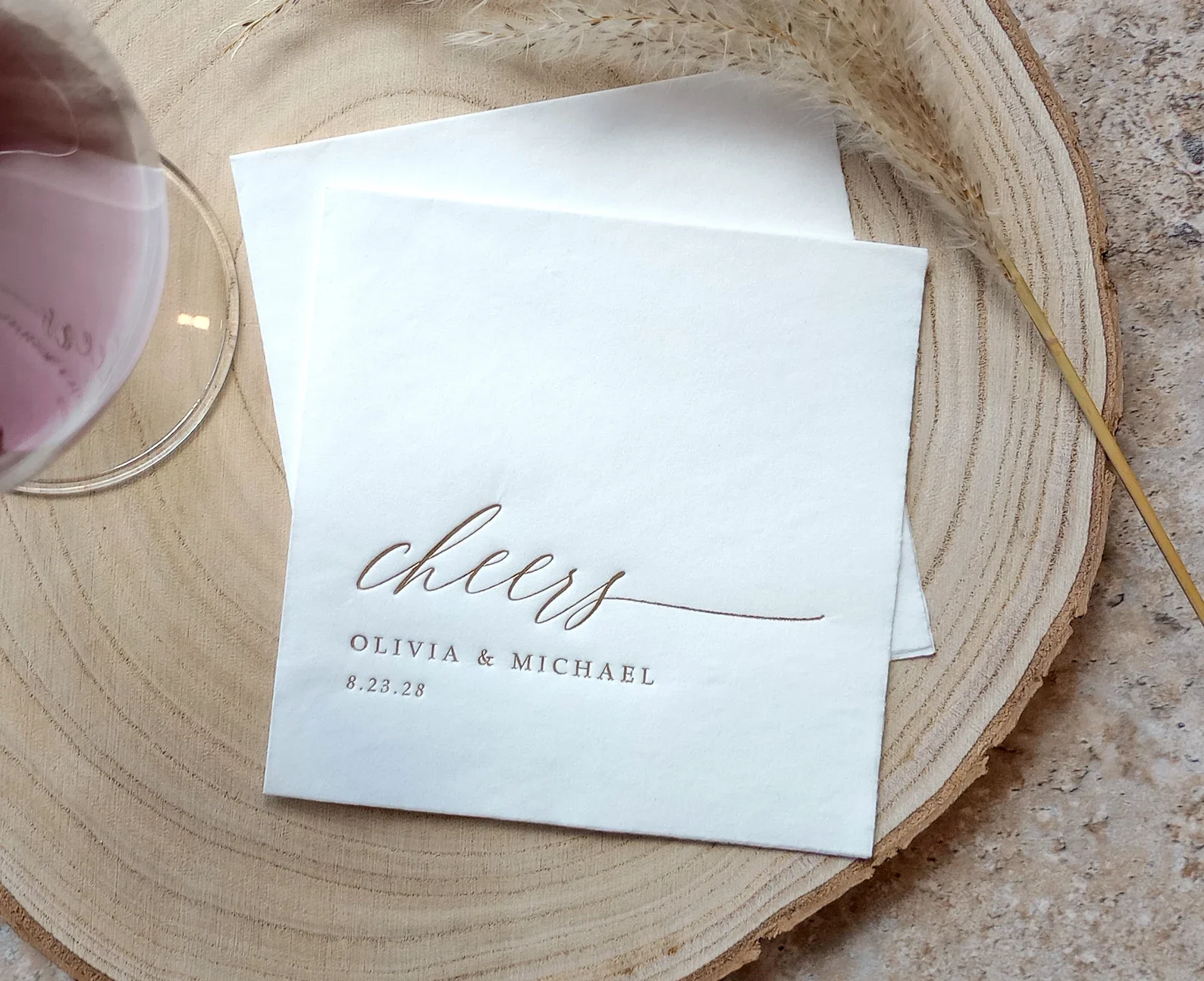 Personalized Wedding Napkins | Cocktail Napkins | Rehearsal Dinner | Cheers Beverage Napkins | Gold Foil Wedding Napkins