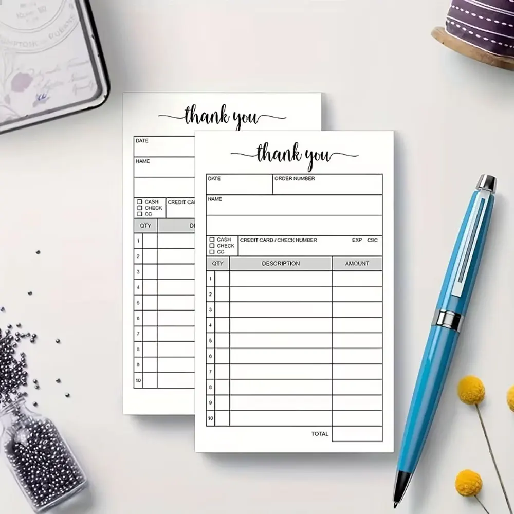 1 Receipt Book, Carbonless Paper - Sales Order, Small Business Invoice Book - (50 Each White/Yellow)