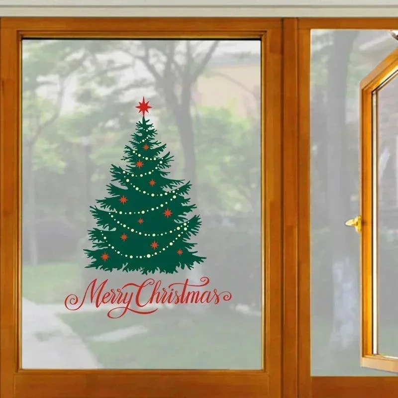 Christmas Window Stickers Christmas Wall Sticker Kids Room Wall Decals Merry Christmas Decorations For Home 2024 New Year