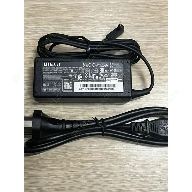 Acer 노트북 전원 공급 장치용 AC 어댑터 충전기, 정품 LiteOn PA-1650-50, 19V, 3.42a, 65W, 3.0x1.0mm, A18-065N3A