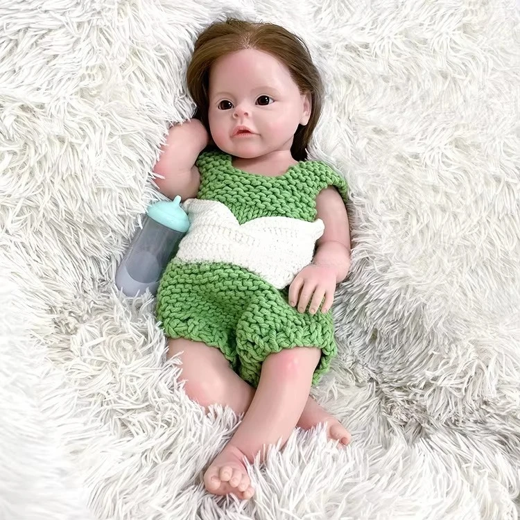 Bebe Reborn Dolls 22 Inch Lovely Sue-sue Handmade Painted Lifelike Solid Silicone Doll Munecas Reborn