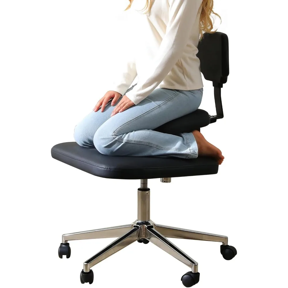 

Cross-Legged Chair, Kneeling Chair with Lumbar Support and Adjustable Recline Angle, Ergonomic Office Chair for Office