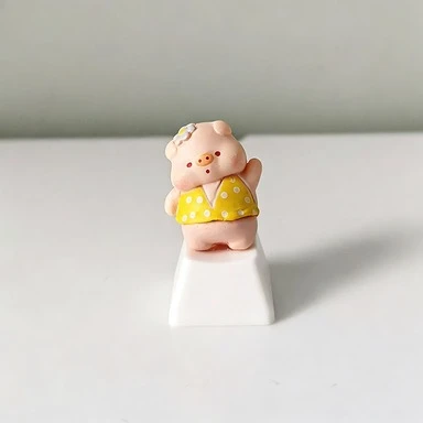 Cute white pig keycap, personalized mechanical keyboard cap, cross axis R4 high resin keycap, MOA base