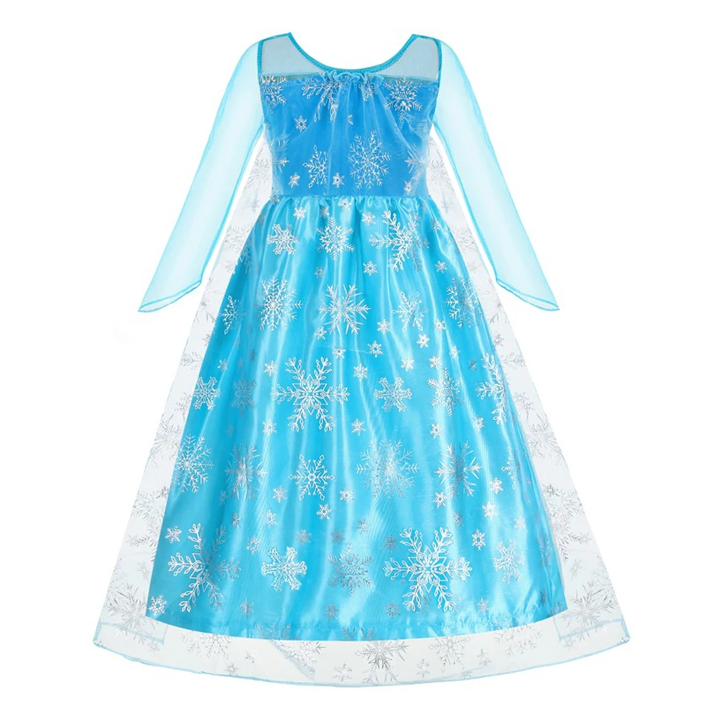 فستان إلسا للأطفال بأكمام طويلة للفتيات لأعياد الميلاد التنكرية للأميرة، فستان كرنفال فاخر للحفلات