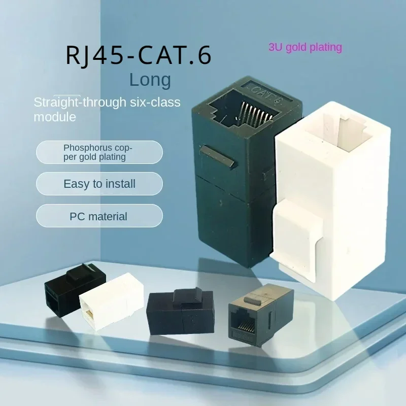 

10 Ethernet LAN CAT6 trapezoidal connectors, RJ45 female to female plug-in coupler, UTP wall panel socket black, white