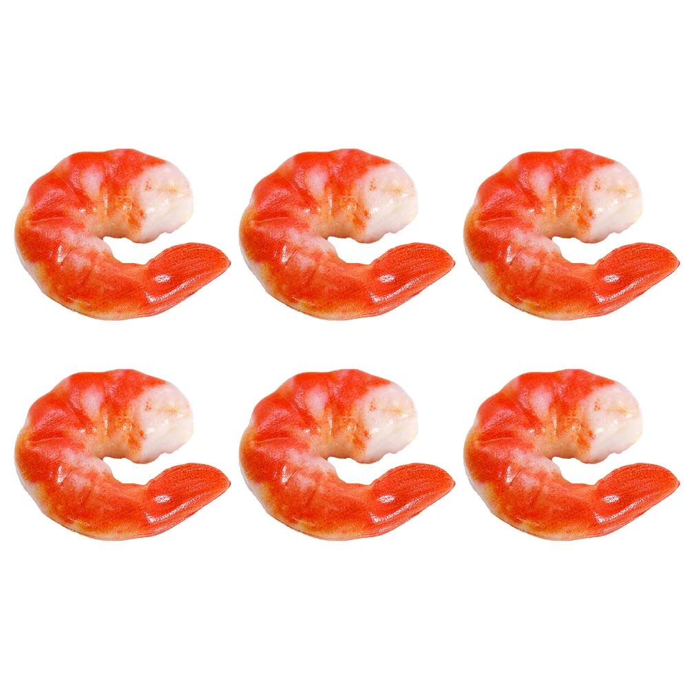 6 Pcs Imitation Shrimp Artificial Vivid Models Figurines Educational Plaything Prawns