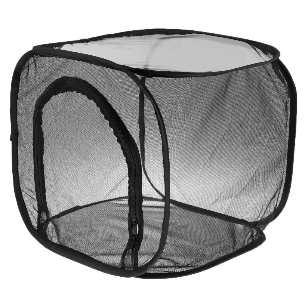 Portable Butterfly Habitat Cage Zippered Mesh Breeding Terrarium for Classroom Observation and Study