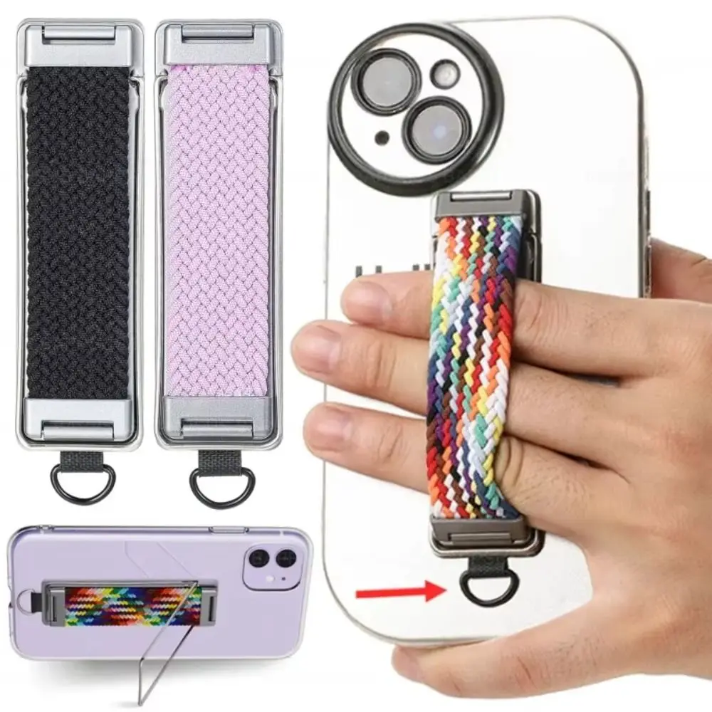 Suporte universal de anel de dedo para celular, autoadesivo, dobrável, suporte trançado para telefone