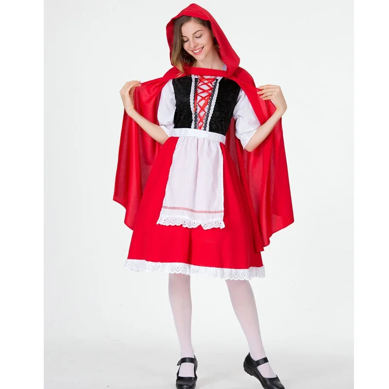 Parent-Child Little Red Riding Hood Costume Book Week Carnival Halloween Spooktacular Playsuit Cosplay Fancy Party Dress