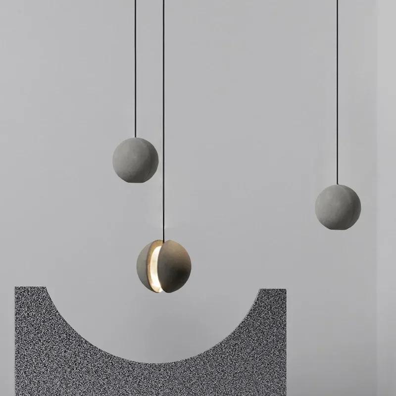 

Modern Moon Planet Ceiling Chandelier Gray Cement Pendant Light Home Decor Living Bedroom Bedside Dining Table Led Hanging Lamp