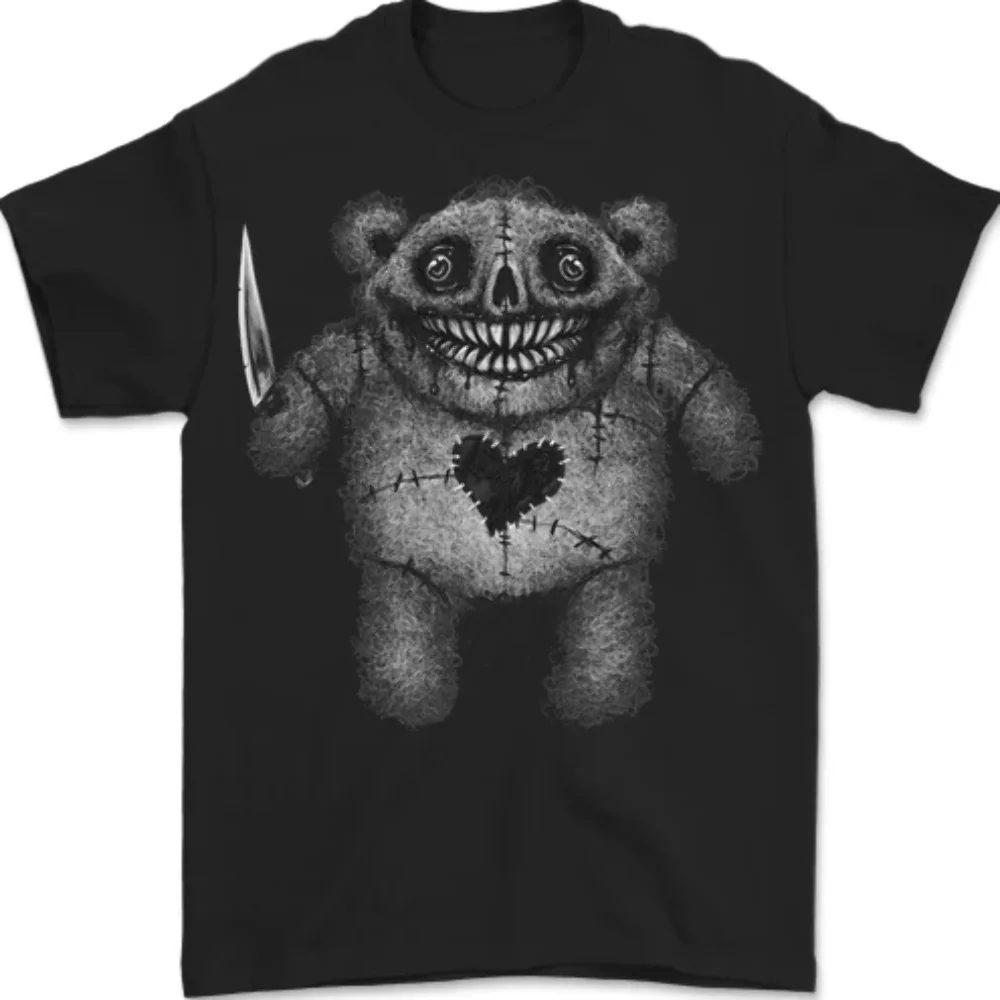 Zombie Teddy Bear With a Knife Halloween Horror Mens T-Shirt 100% Cotton