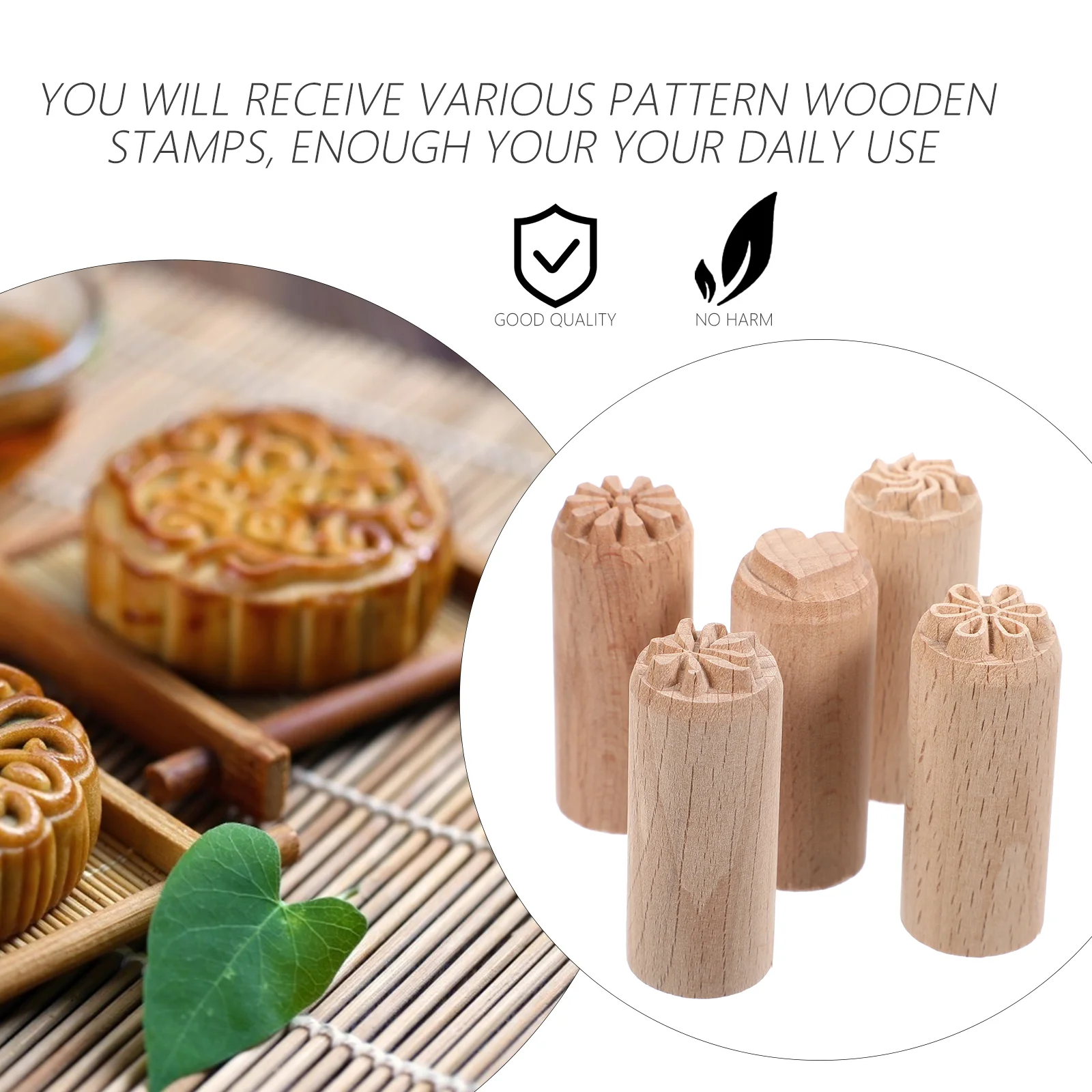 2cm Wooden Stamp Pottery Tools Stamps Pet Clay Seal Hand Carved Natural Decorative DIY Printing Blocks Office Plants