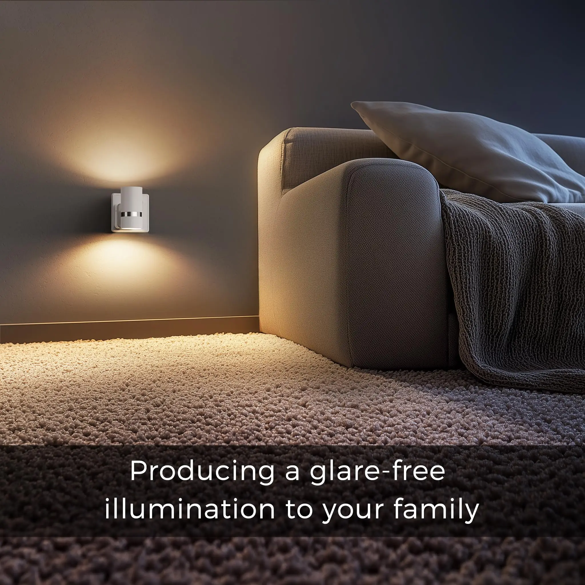 ضوء ليلي، ضوء ليلي قابل للتوصيل مع مستشعر من الغسق إلى الفجر، درجة حرارة اللون قابلة للتعديل (العنبر/3000K/5000K)، 5 مستويات سطوع