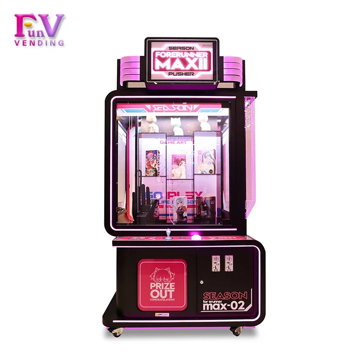 Hot selling Coin Operated Forerunner Max Pusher Machine Arcade Golden key master Prize Vending Simulator Game With Bill Acceptor