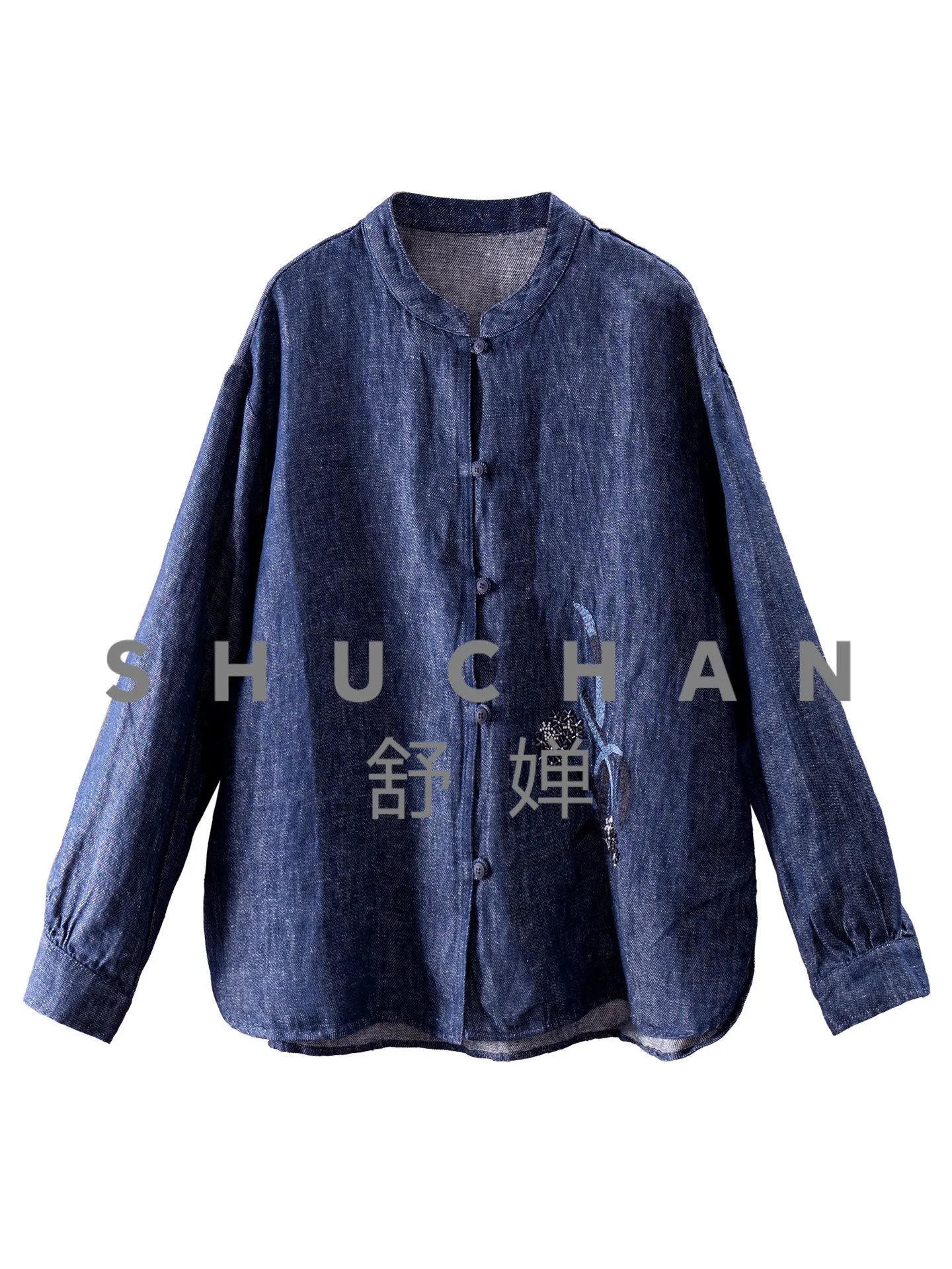 

Extravagant New Chinese Style, French 100 Linen Heavy Industry Embroidery Stand-up Collar Shirt Jacket Women's 40K6