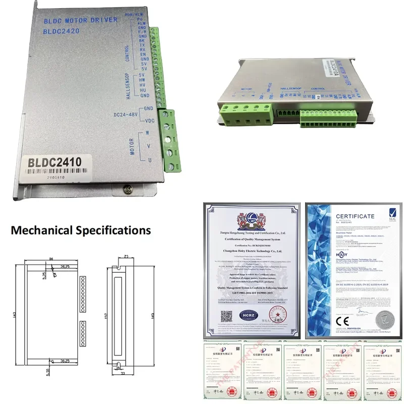 CE BLDC2410 200w 24v BLDC Motor Speed Controller Brushless DC Motor Driver with RS485 Interface with Modbus RTU Protocol