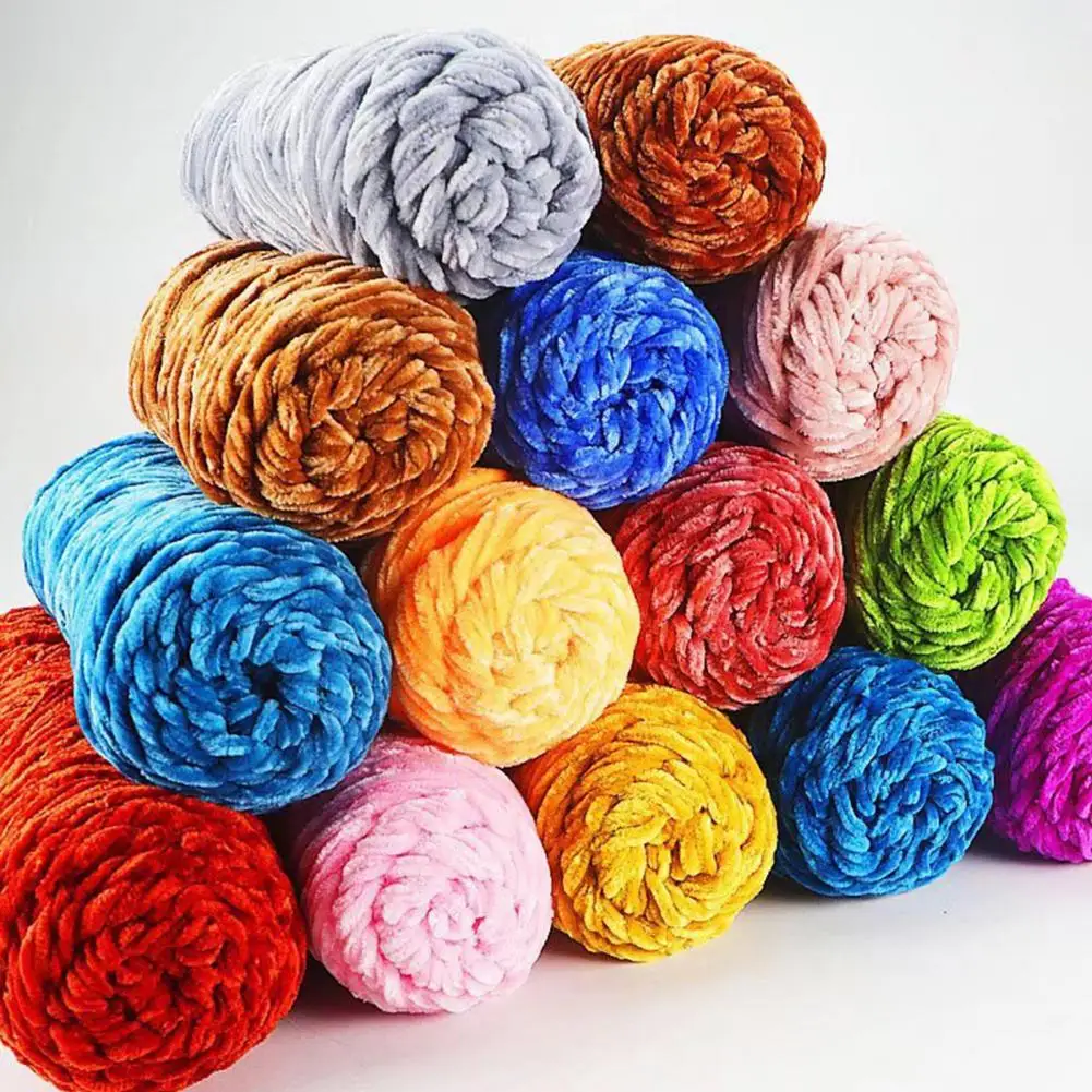 Solid Color Yarn Soft Chenille Yarn for Diy Blankets Hats Anti-pilling Anti-shrink Knitting Supplies for Dolls Apparel Making